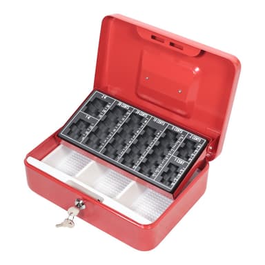 Secureo Geldkassette mit Euro-Münzzählbrett rot