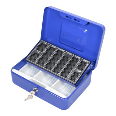 Secureo Geldkassette mit Euro-Münzzählbrett blau