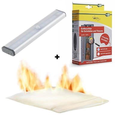 Sparpaket: Feuerfeste Dokumententasche + LED-Leuchte + Safe Dry Entfeuchter